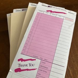 Server Books Guest Check Pads Restaurant Receipts Pads 4x sets